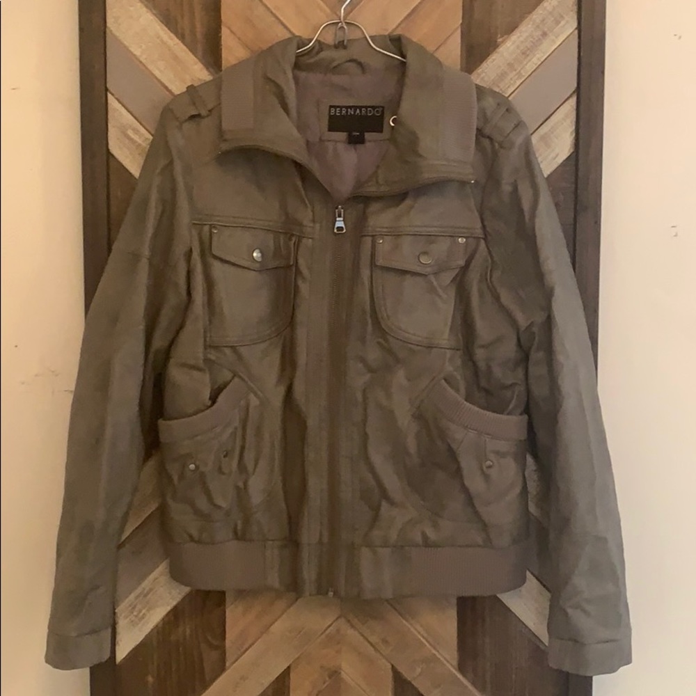 Faux Leather Jacket- Grey
